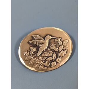 Wendell August Solid Bronze Hummingbird Flower Brooch Pendant Handmade Nature